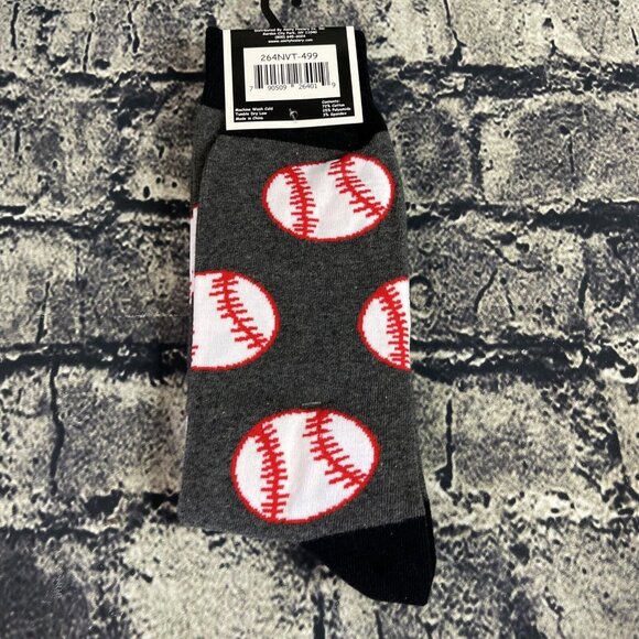 Fun Circle Men's Baseball Themed Sox size 10-13 Crew Socks 2 Pair Shoe sz 6-12 - Picture 6 of 9